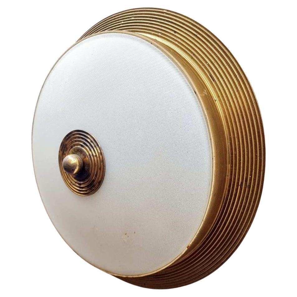 Rare Italian Brass and Glass Wall Lamp, Italy 50s