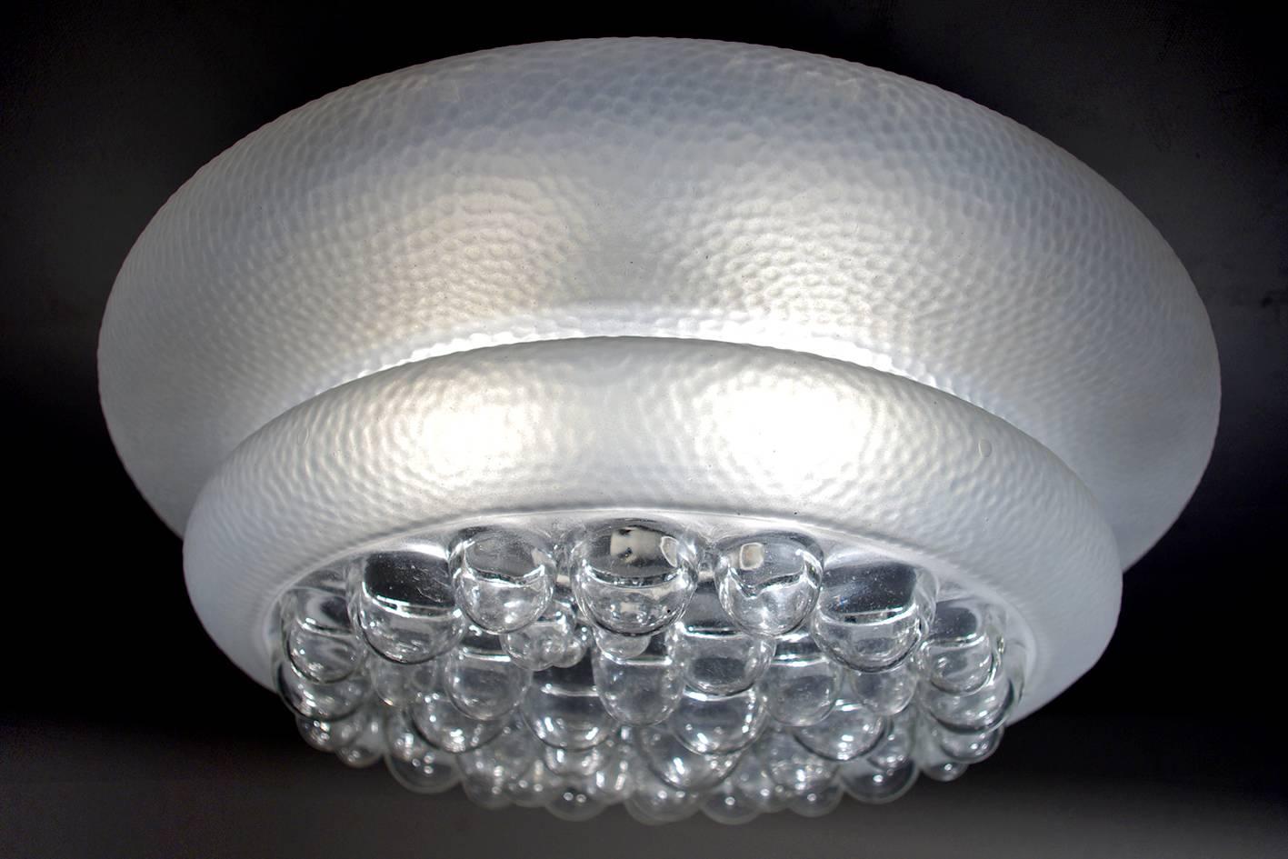 Beautiful rare clear and matt glass ceiling or wall flush mount by Limburg,
Italy, 1960s.
Lamp sockets: Two x E27 (US E26).