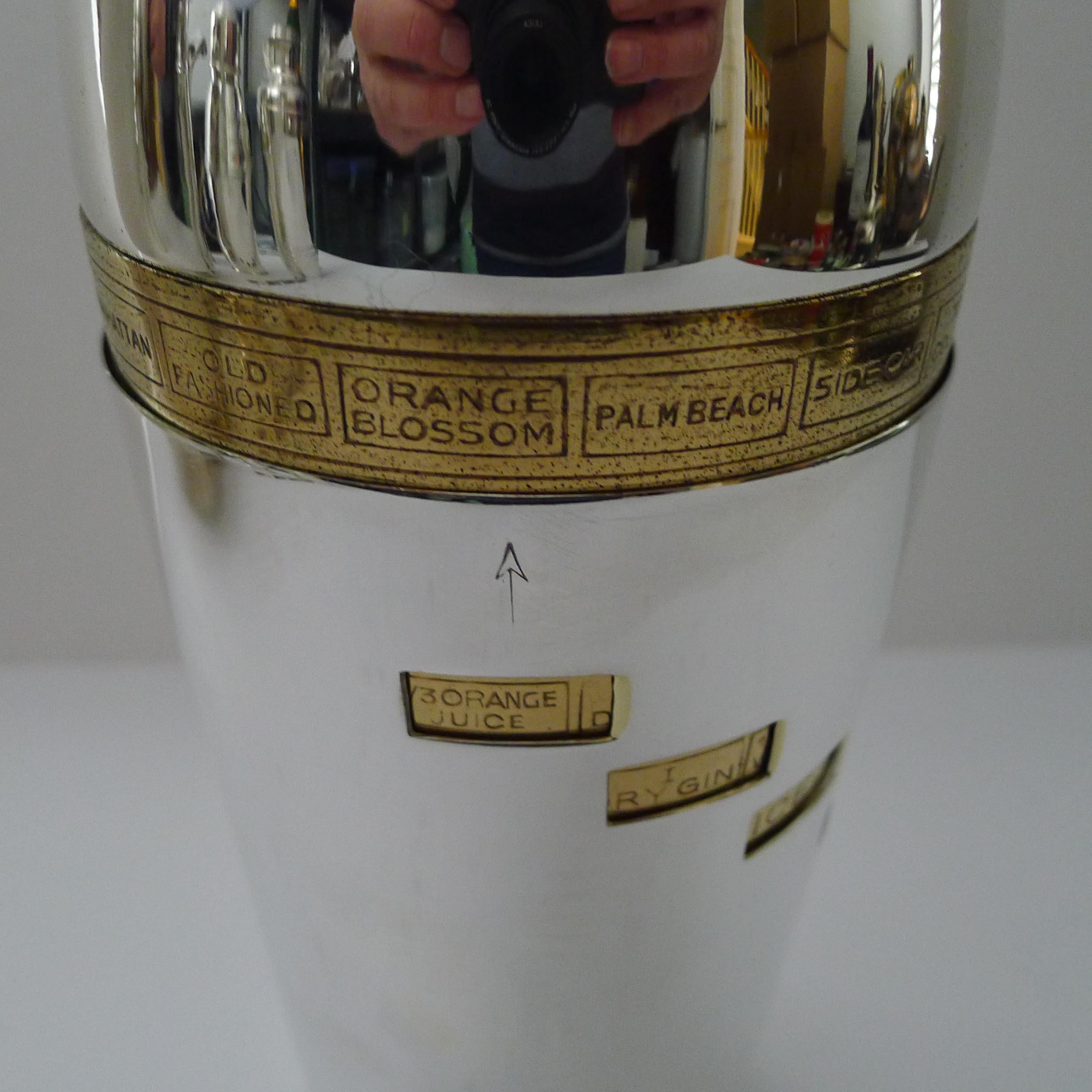Art Deco Rare Italian Bullet Recipe Cocktail Shaker, circa 1940 For Sale