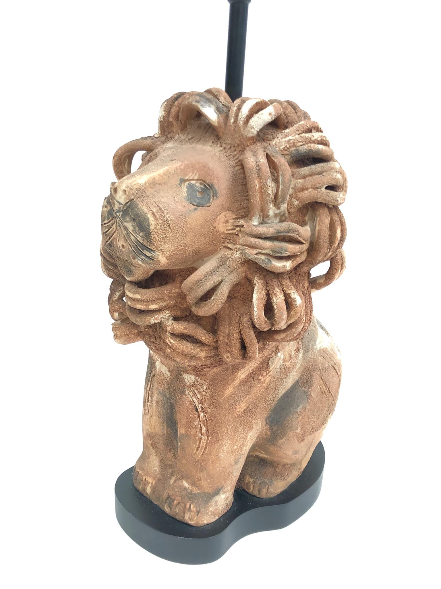 Rare Italian Ceramic Lion Table Lamp by Aldo Londi for Bitossi 6