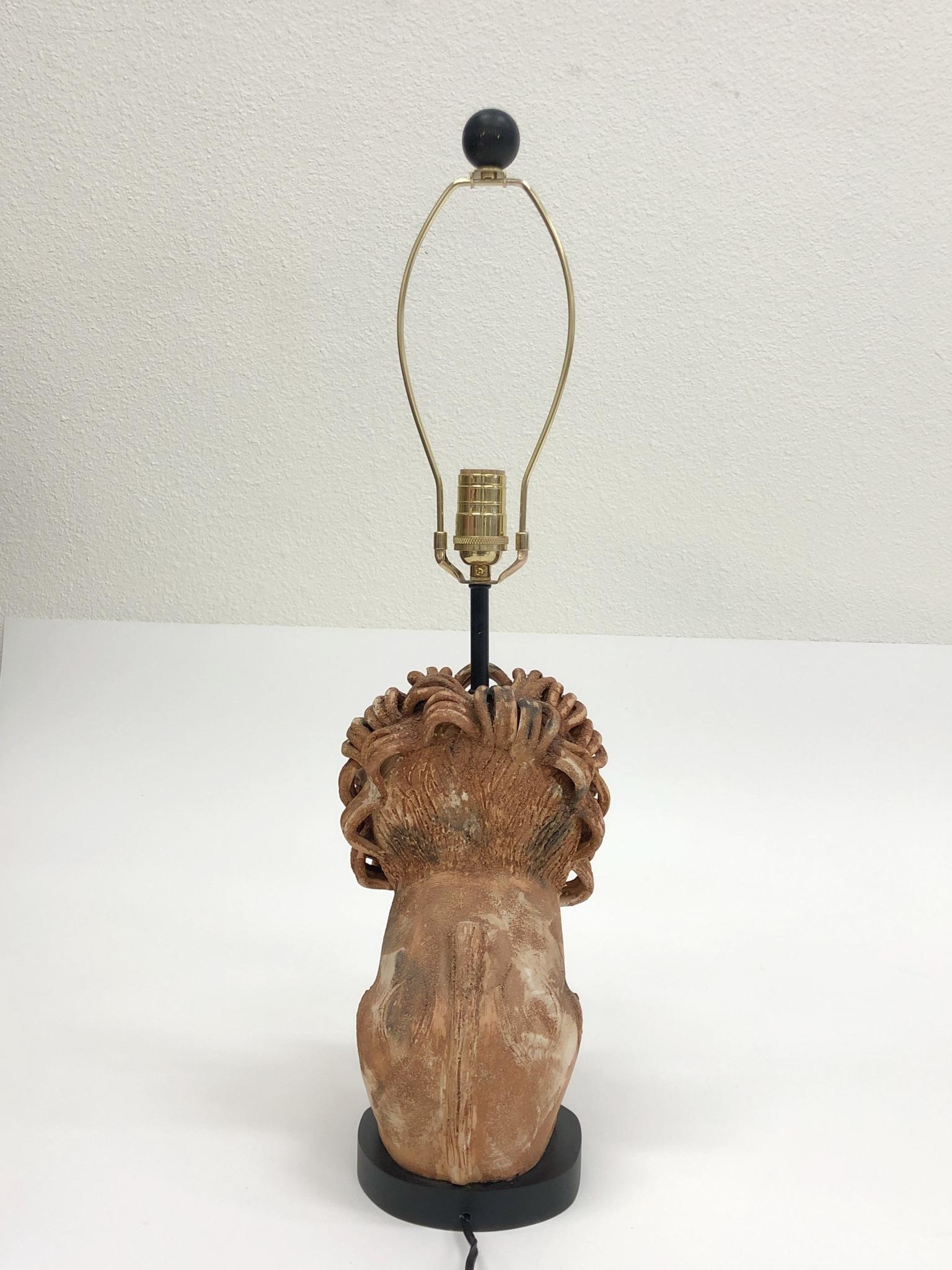 Rare Italian Ceramic Lion Table Lamp by Aldo Londi for Bitossi 8