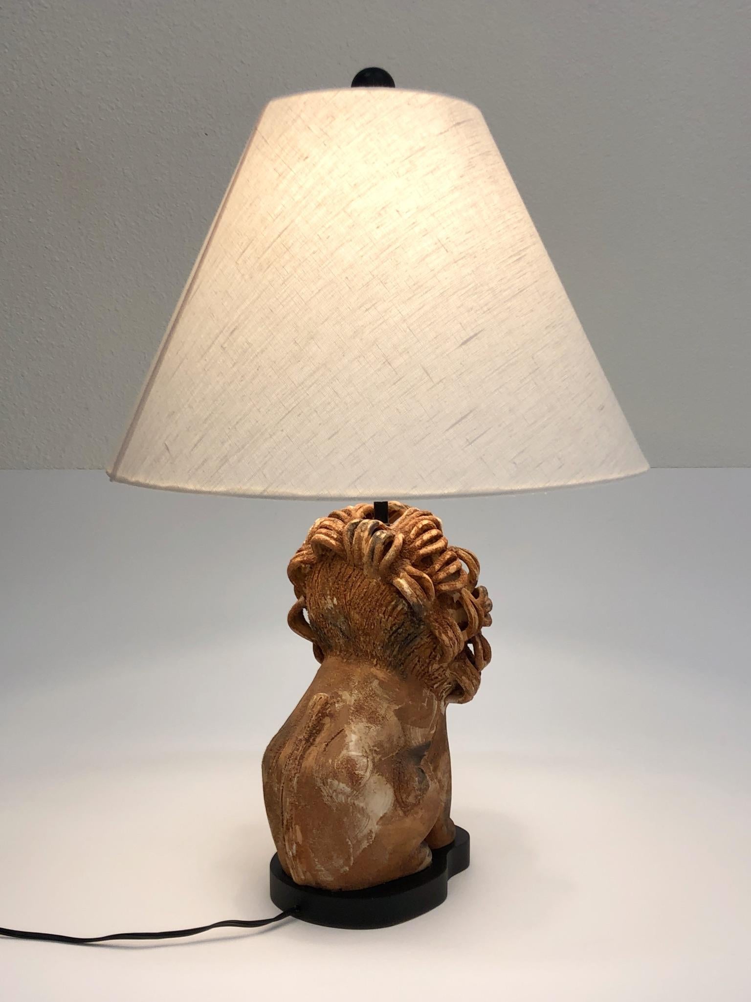 Rare Italian Ceramic Lion Table Lamp by Aldo Londi for Bitossi 2