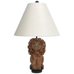 Rare Italian Ceramic Lion Table Lamp by Aldo Londi for Bitossi