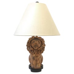 Antique Rare Italian Ceramic Lion Table Lamp by Aldo Londi for Bitossi