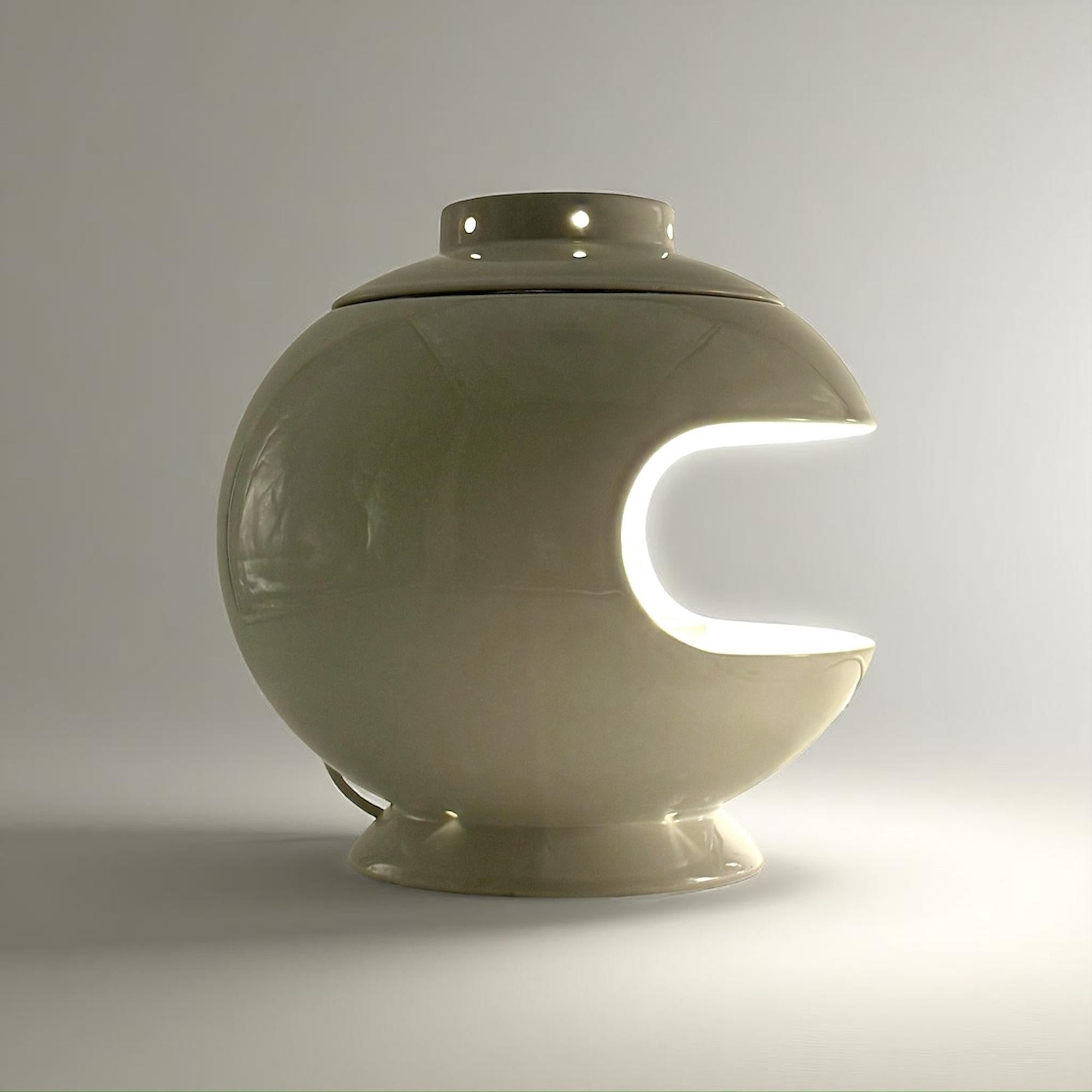 Mid-20th Century Rare Italian Ceramic Space Age Table Lamp by SC3, 1960s For Sale