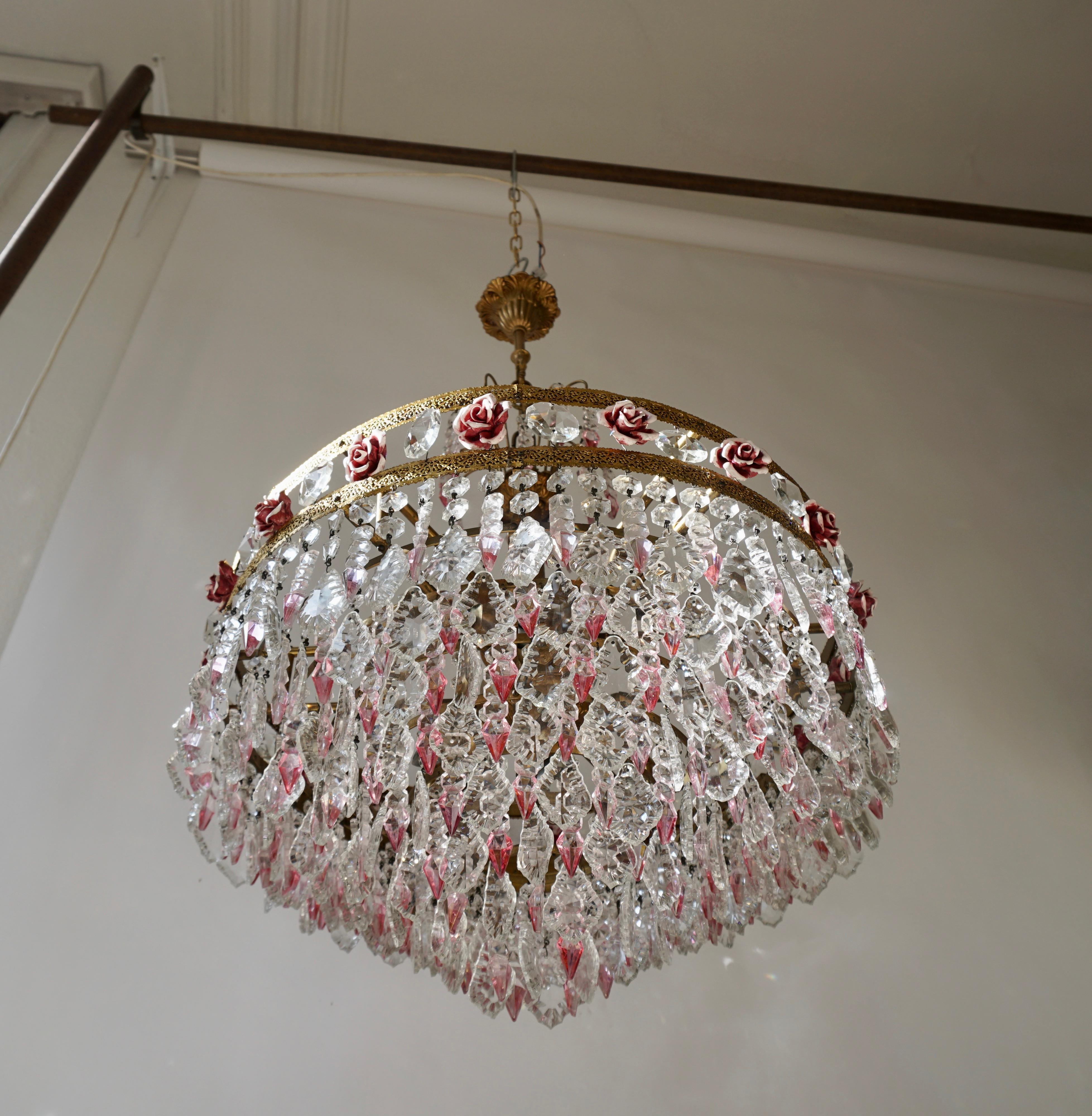 pink crystals for chandelier