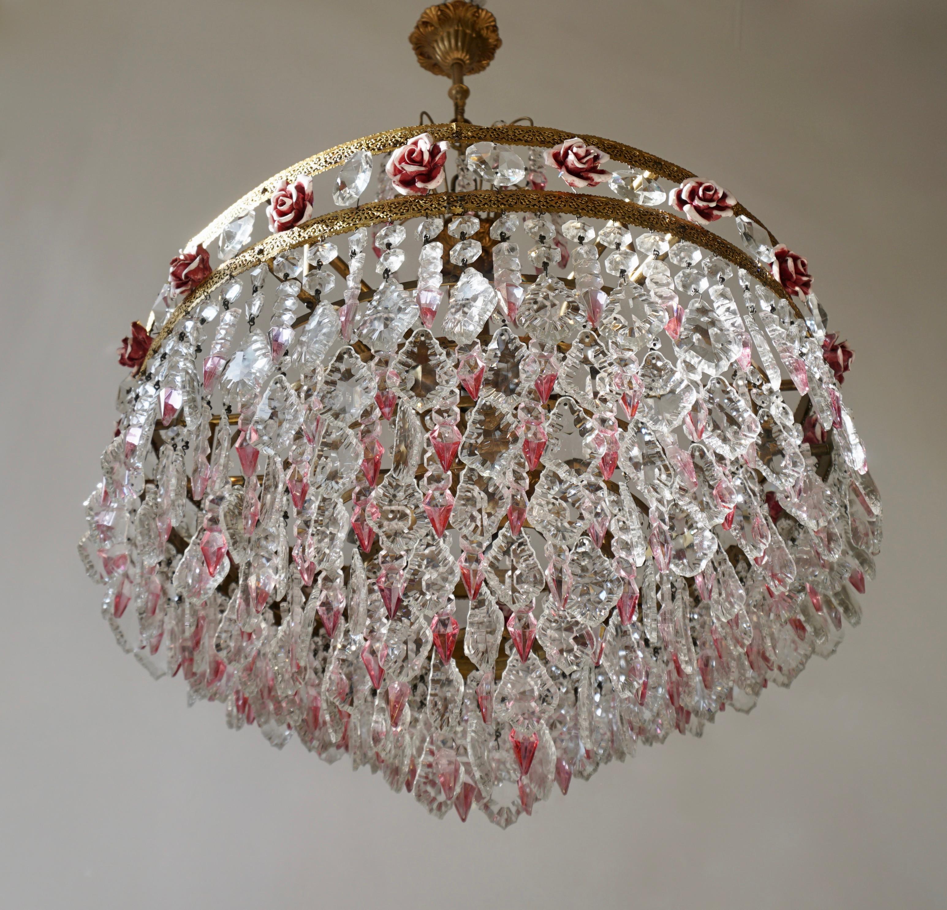 pink chandelier crystals