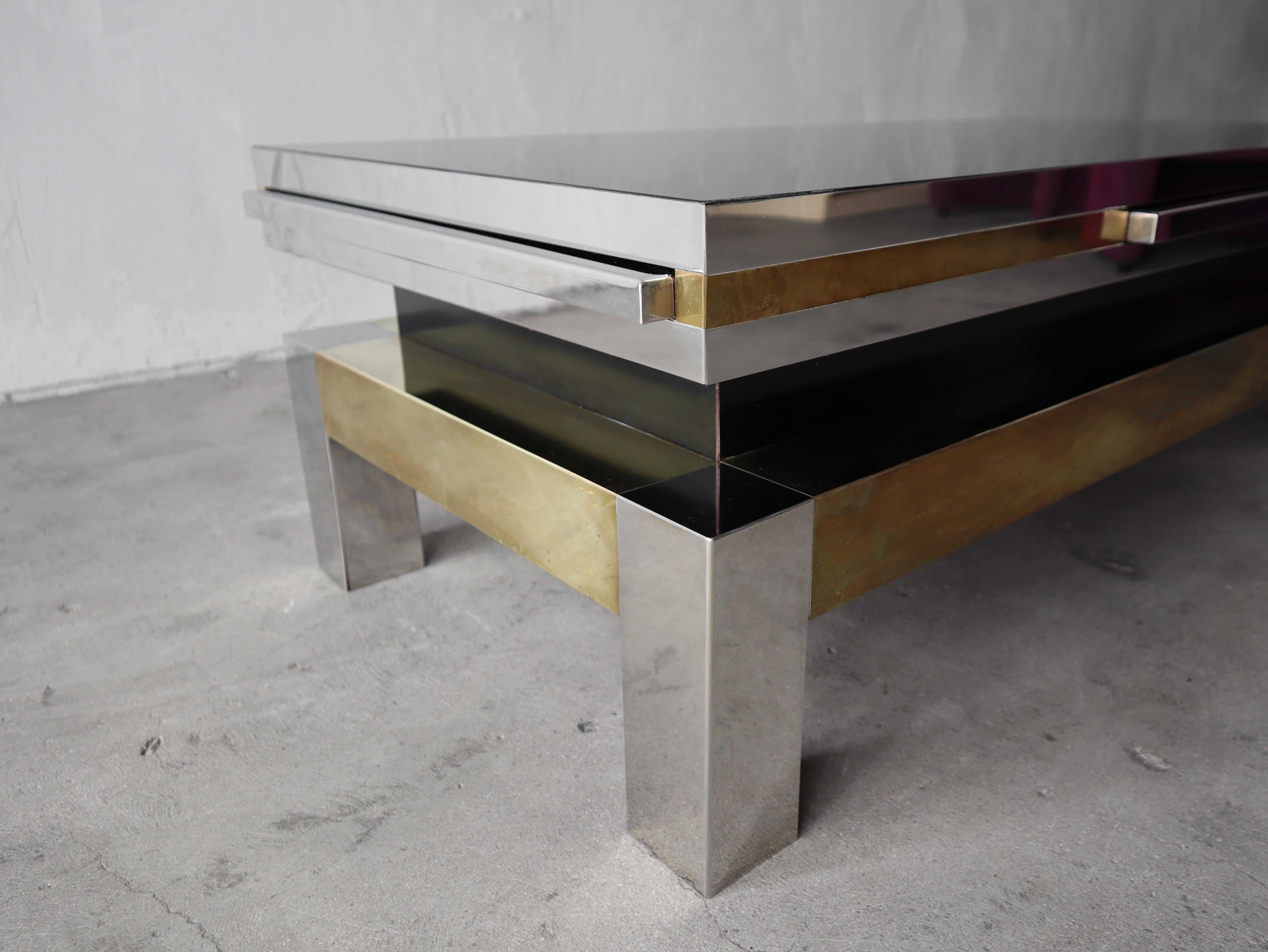 Rare Italian Chrome and Brass Coffee Table by Sandro Petti In Good Condition In Las Vegas, NV