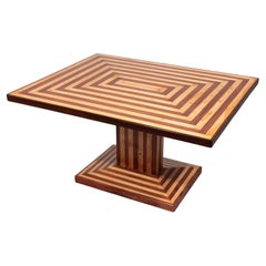 Rare Italian Coffee Table from the 1970s in Maple and Mahogany