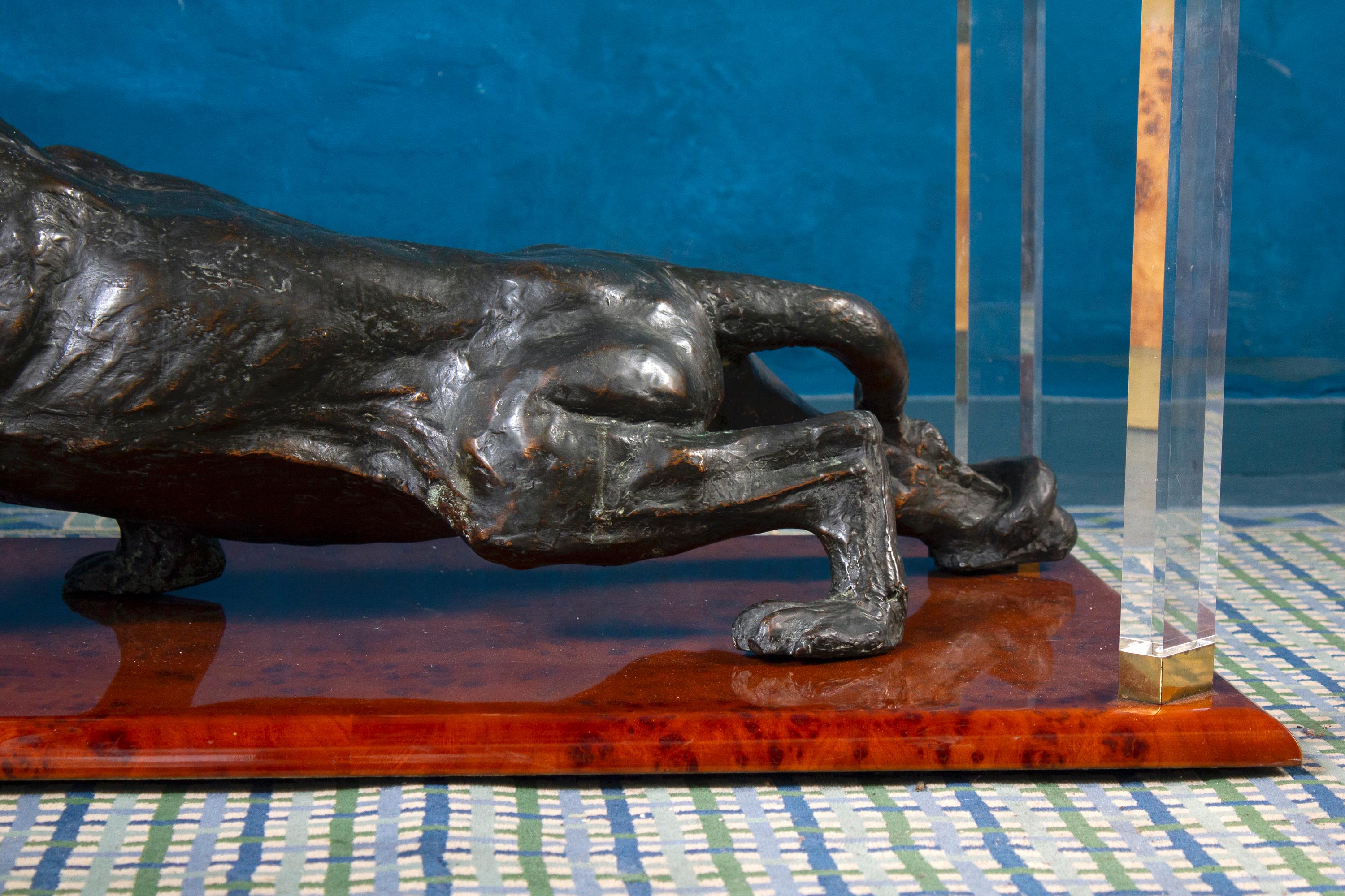 Rare Italian Coffee Table with Sculpture of Panther 1970' 3