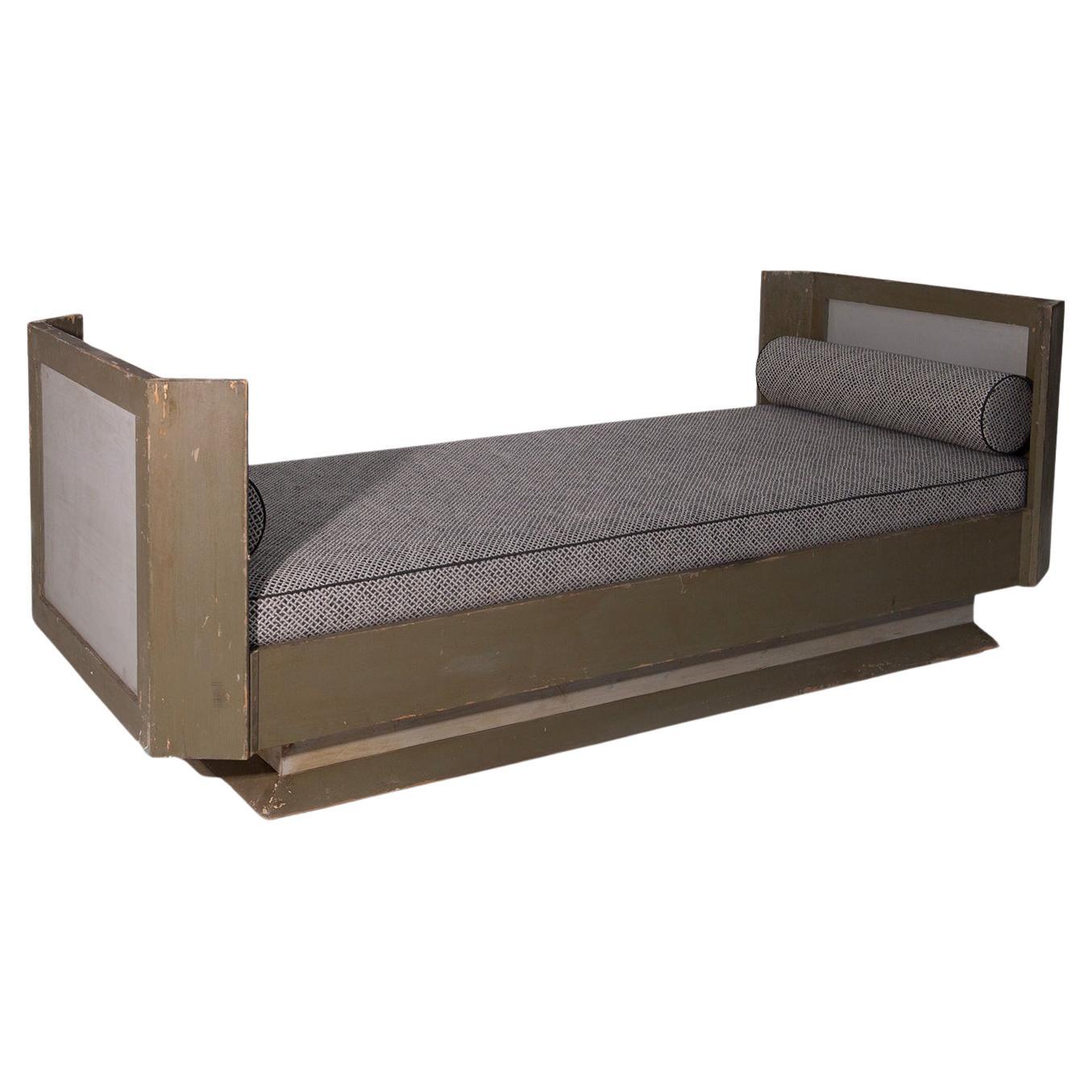 Seltene italienische Daybed oder Dormeuse Futurist in Baumwolle grau im Angebot