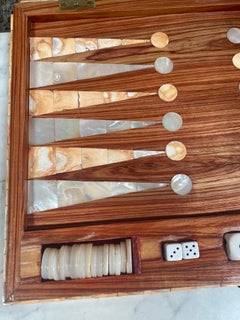 Rare Italian Decorative Wood Backgammon Game Board, circa 1970