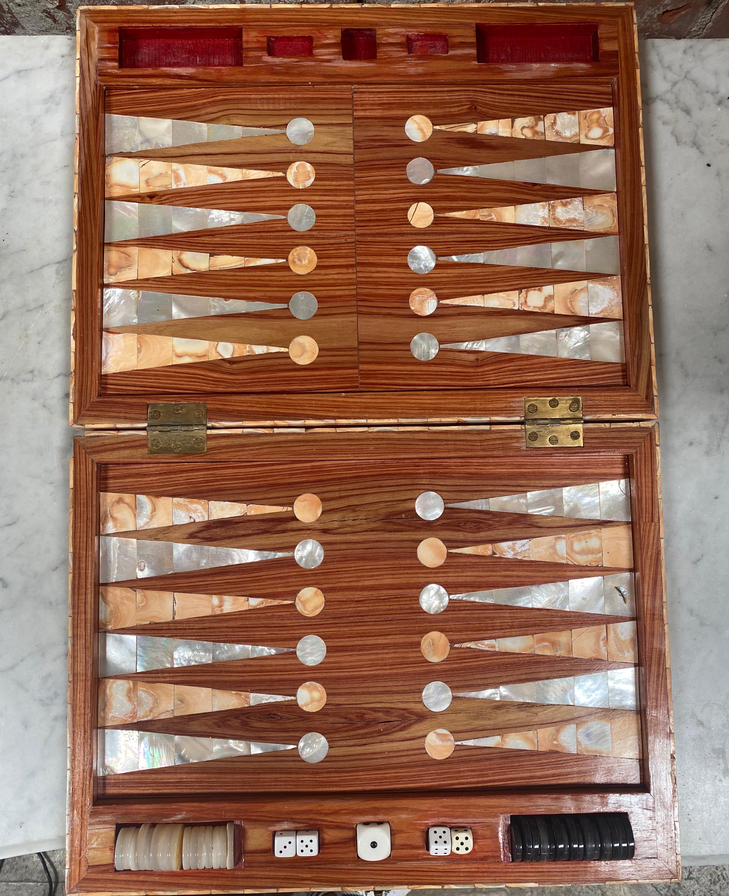 Rare Italian Decorative Wood Backgammon Game Board, circa 1970 1