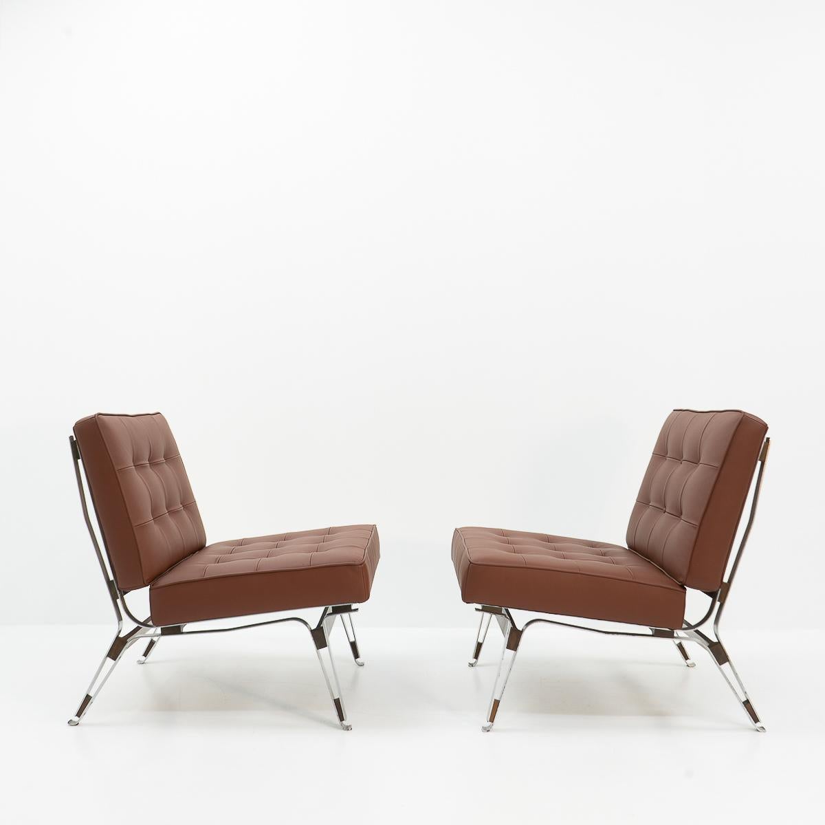 Metal Rare Italian Design: Ico Parisi 856 Lounge Chairs for Cassina, 1950s For Sale