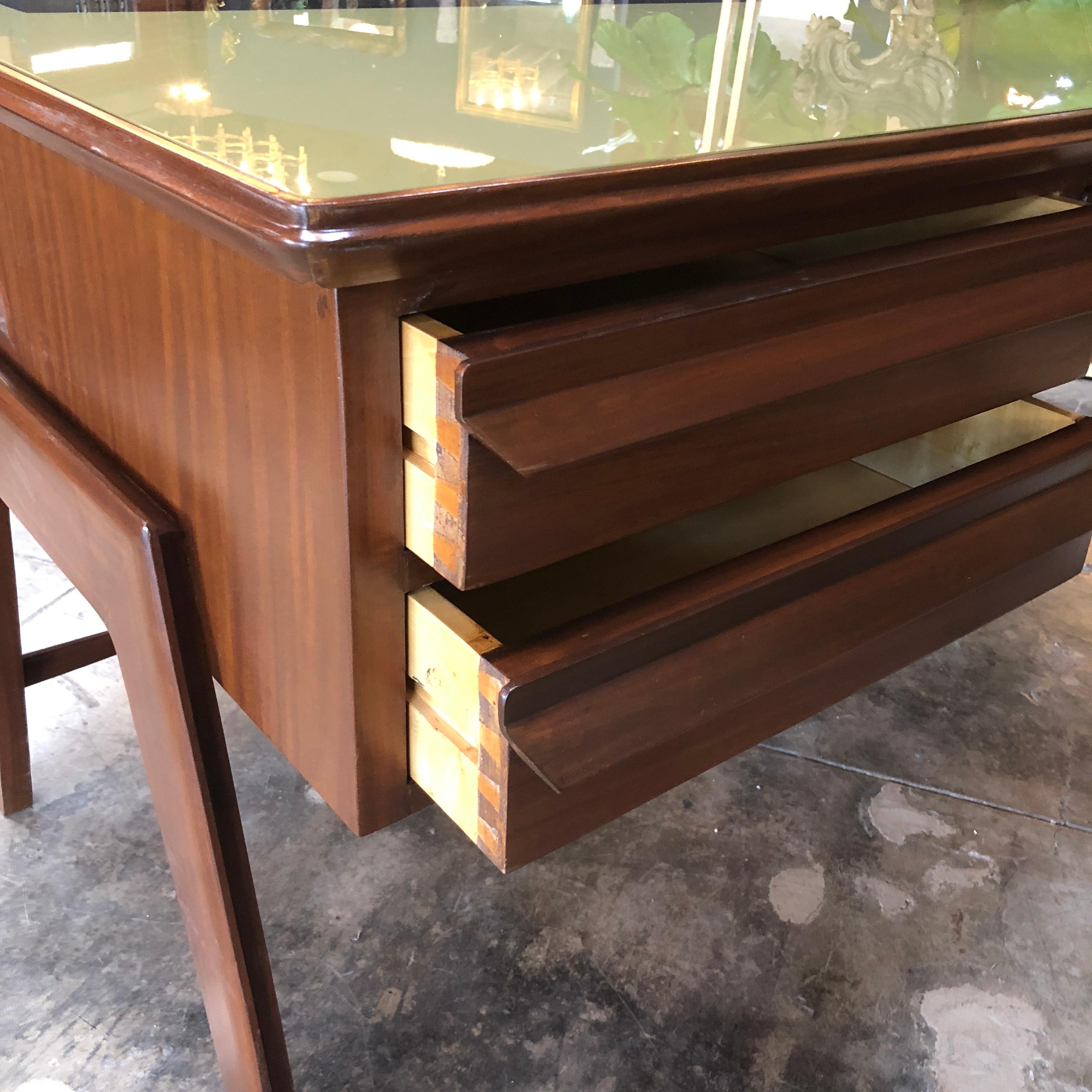 Rare Italian Executive Desk with Floating Glass Top by Vittorio Dassi, 1950s 1