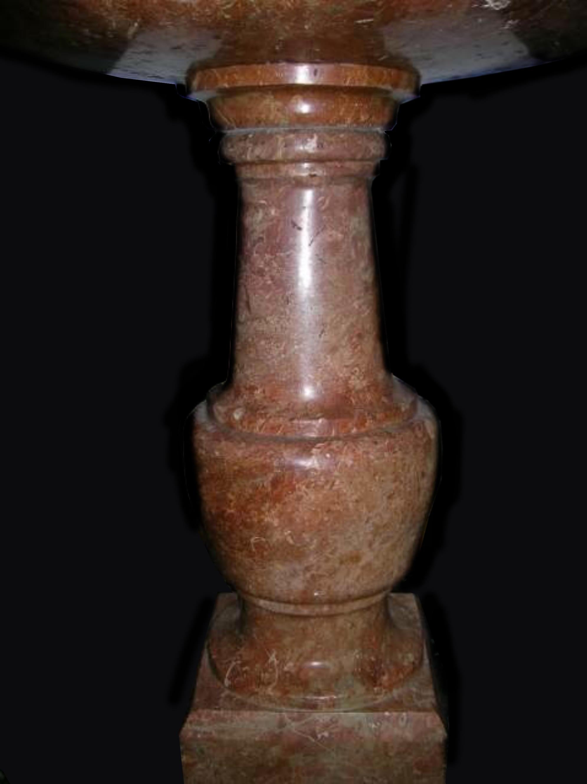 Classical Roman Rare Italian Font in Red Marble, 17th Century