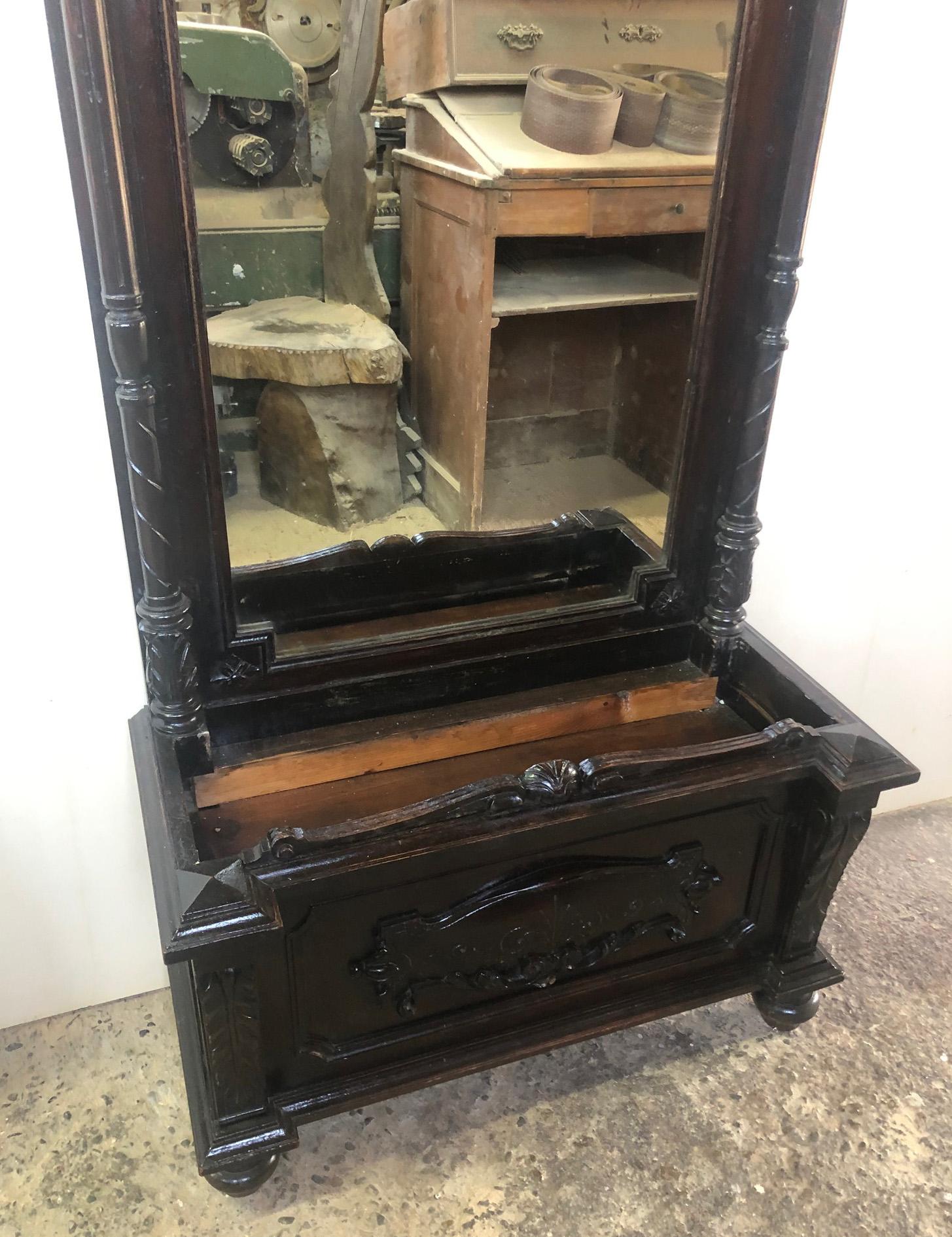 Rare Italian Furniture  Ebonized, with Original Mirror and Carvings For Sale 2