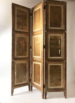 Rare Italian Gilt Florentine Folding Screen or Room Divider