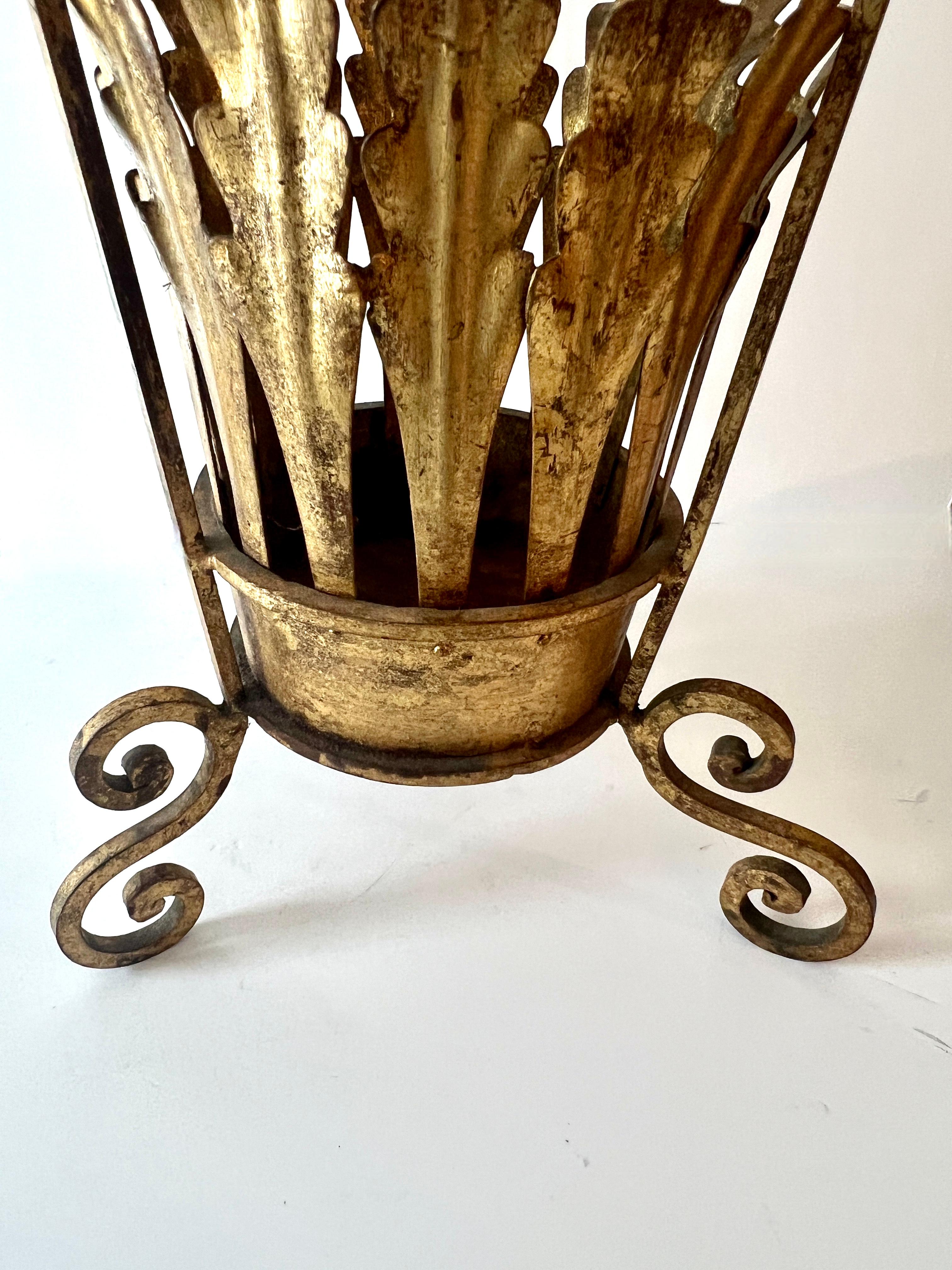 Rare Italian Gilt Metal Umbrella Stand In Good Condition For Sale In Los Angeles, CA