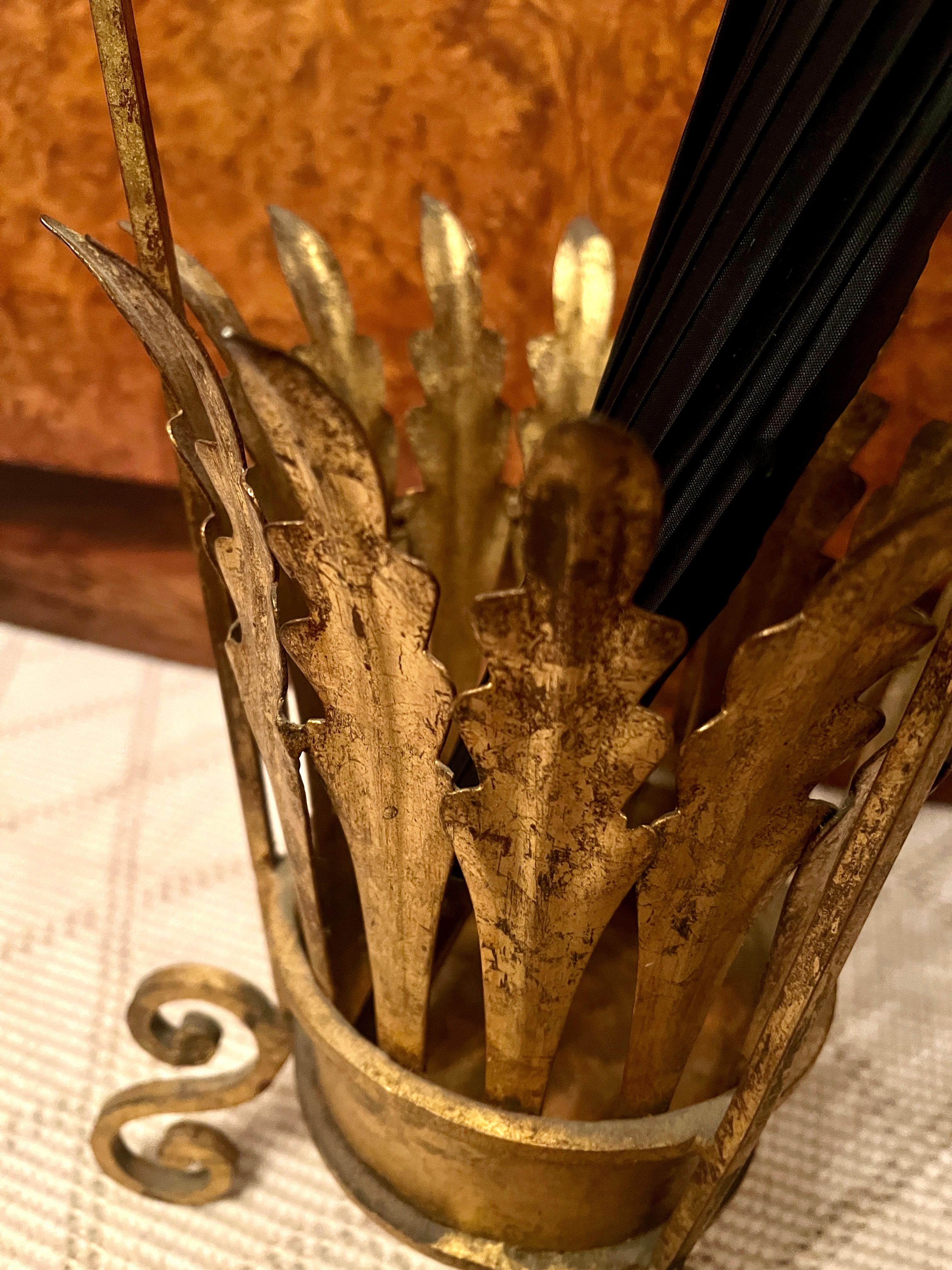 Rare Italian Gilt Metal Umbrella Stand For Sale 1