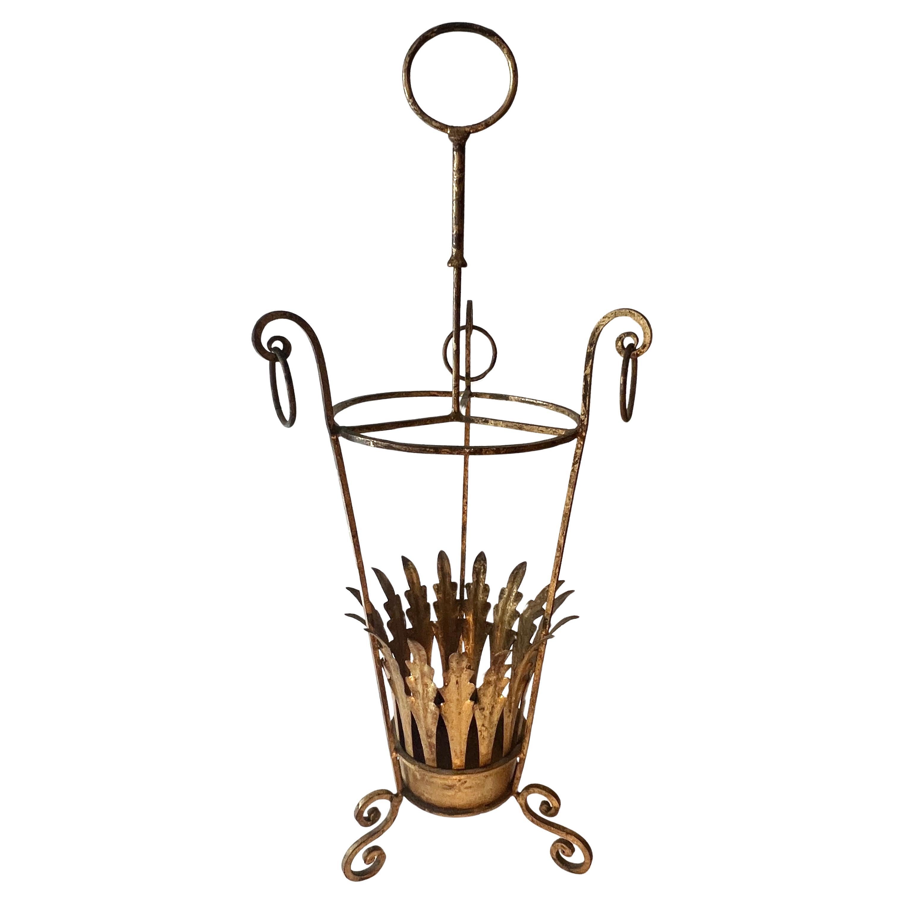 Rare Italian Gilt Metal Umbrella Stand