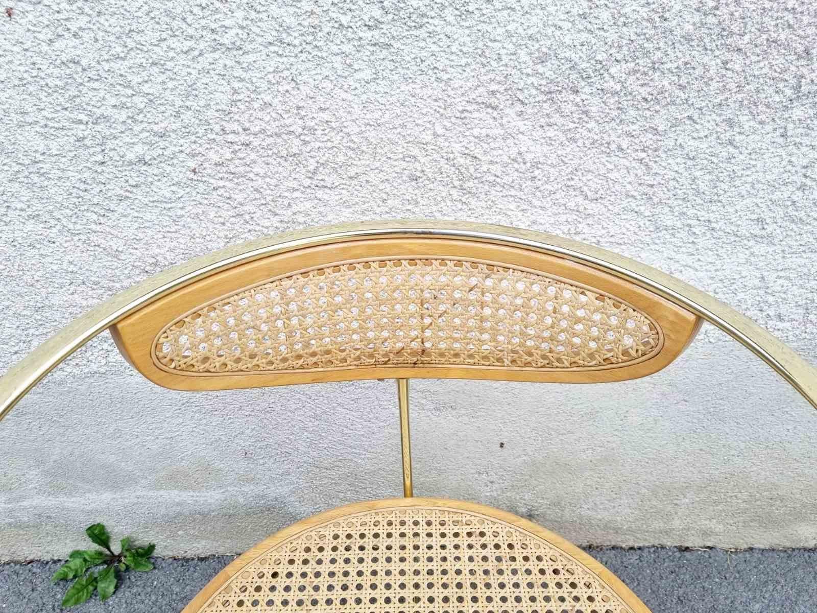 Rare fauteuil italien en métal doré et osier par Zevi, Italie années 80 en vente 6