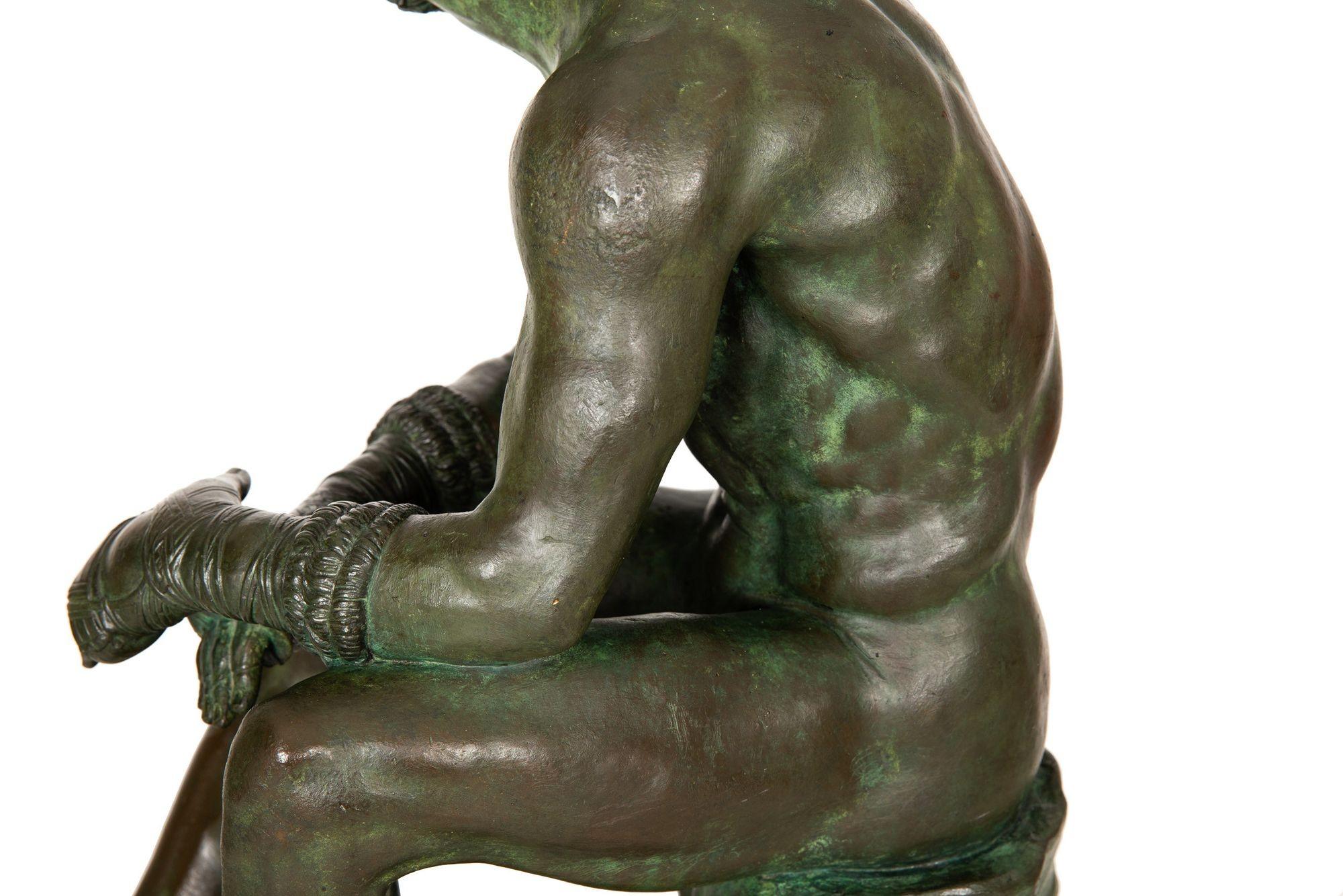 Rare Italian Grand Tour Bronze Sculpture of “Boxer at Rest”, 19th Century 5