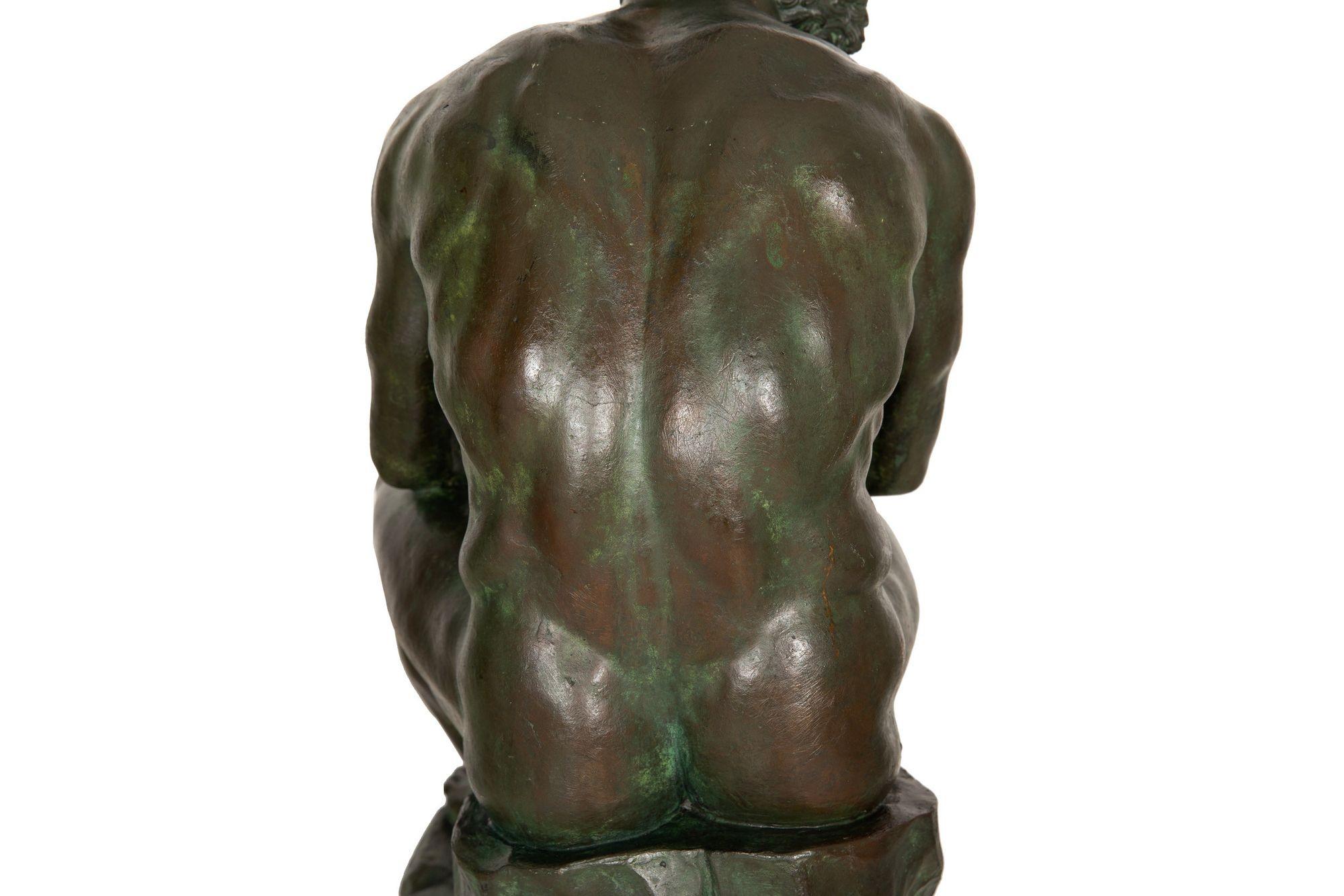 Rare Italian Grand Tour Bronze Sculpture of “Boxer at Rest”, 19th Century 6