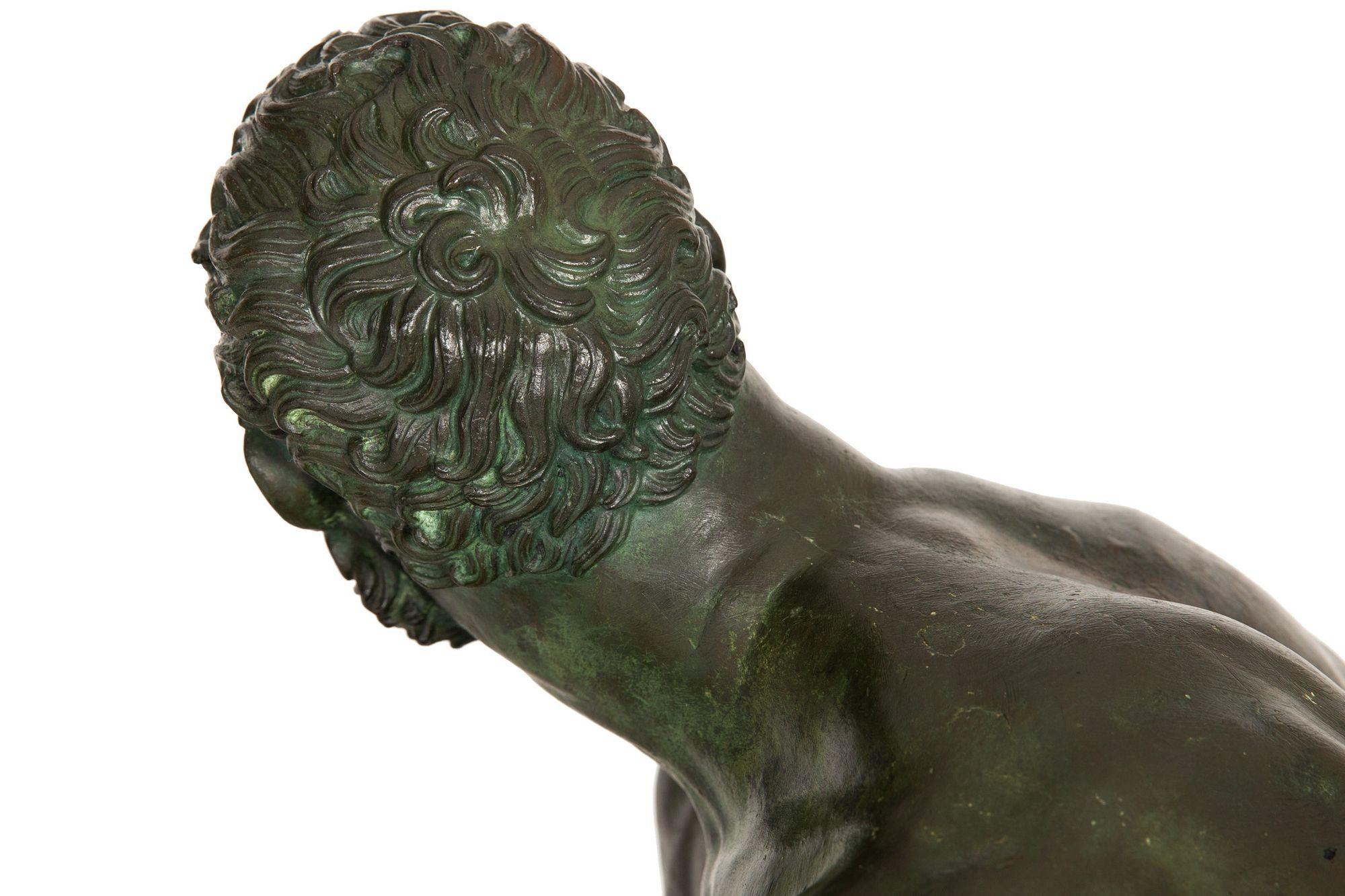 Rare Italian Grand Tour Bronze Sculpture of “Boxer at Rest”, 19th Century 9