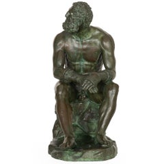 Rare Italian Grand Tour Bronze Sculpture of “Boxer at Rest”, 19th Century