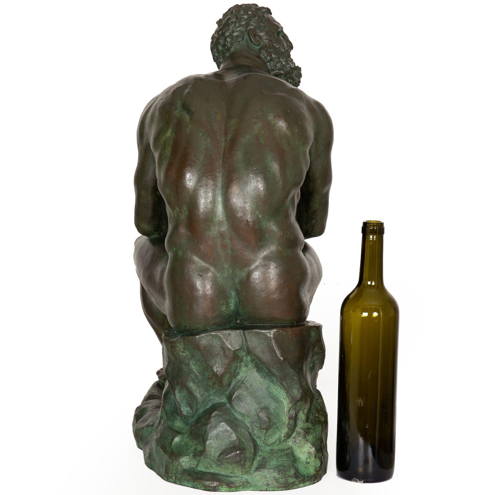 Rare Italian Grand Tour Bronze Sculpture of “Boxer at Rest”, 19th Century In Good Condition In Shippensburg, PA