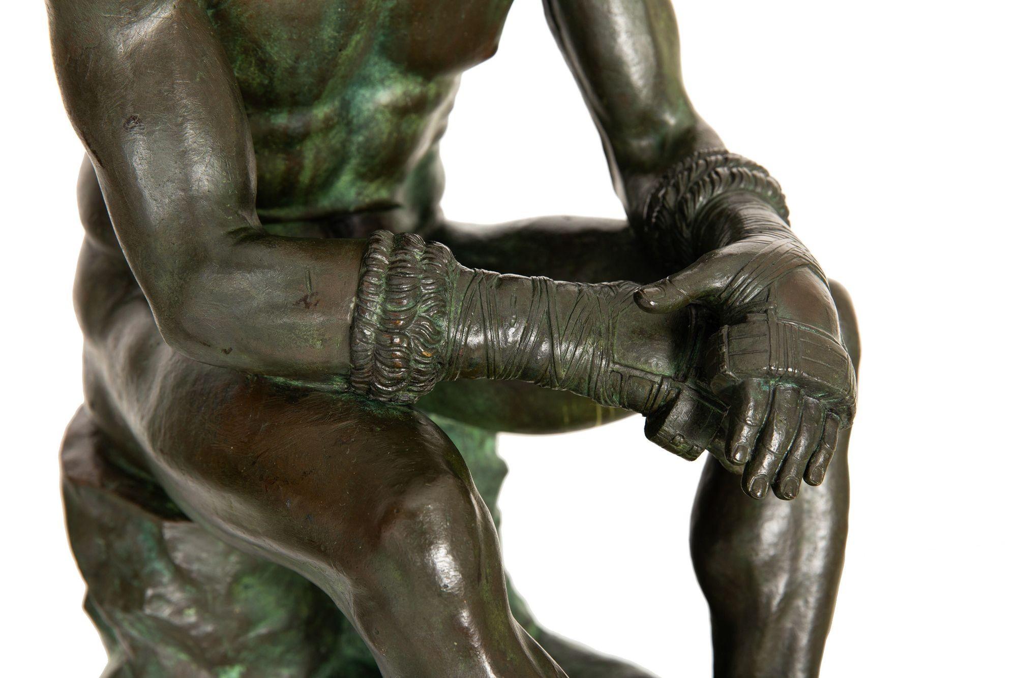 Rare Italian Grand Tour Bronze Sculpture of “Boxer at Rest”, 19th Century 3