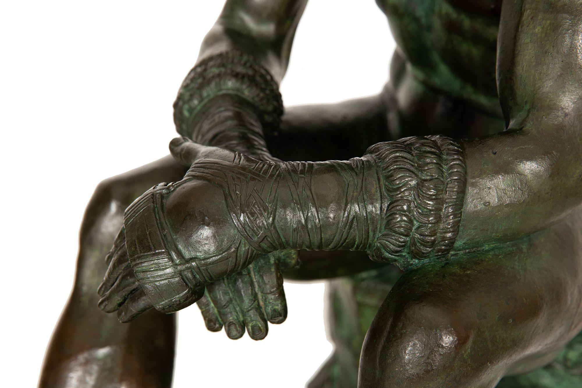 Rare Italian Grand Tour Bronze Sculpture of “Boxer at Rest”, 19th Century 4