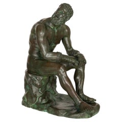 Rare Italian Grand Tour Bronze Sculpture of “Boxer at Rest”, 19th Century