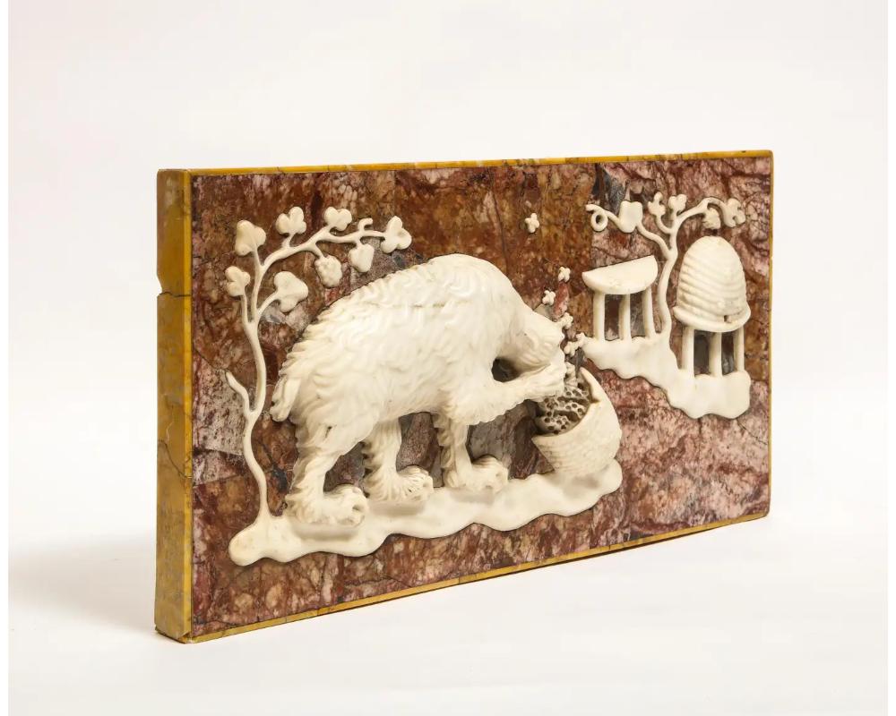 Rare Italian Grand Tour Marble Frieze Panel of a Bear Eating Honey 5