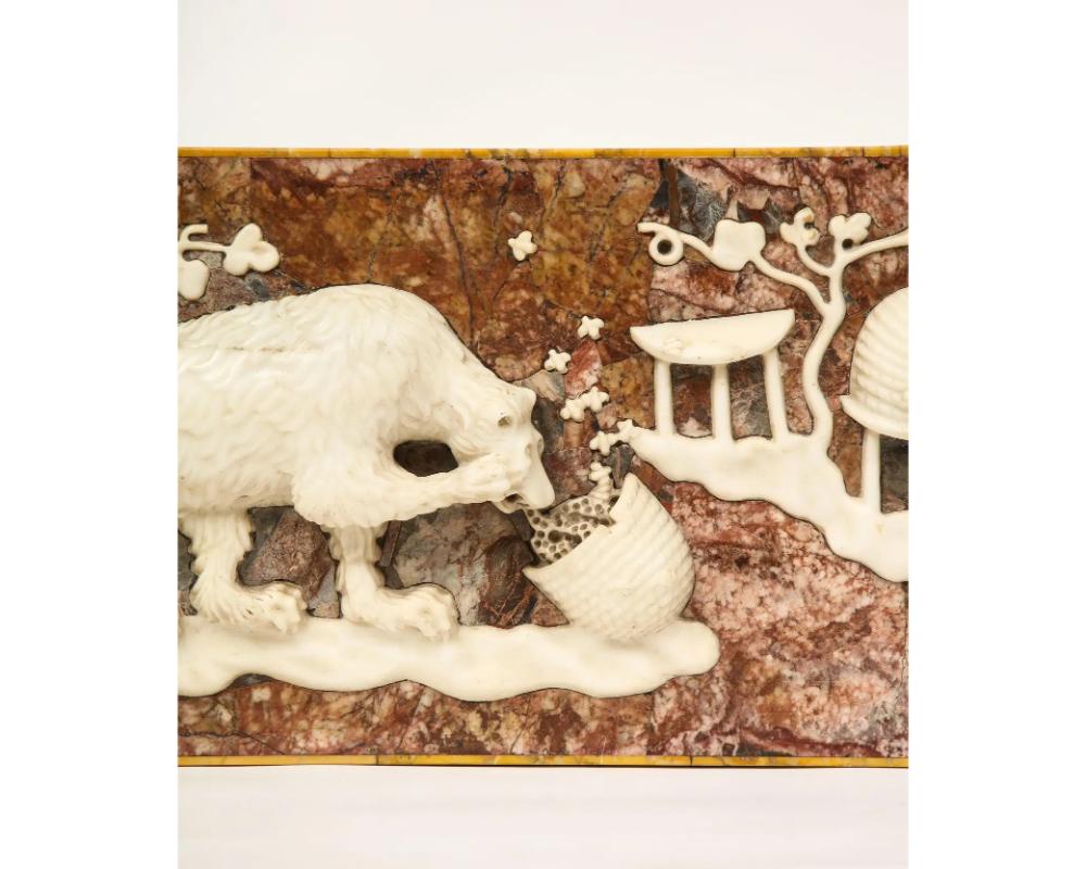 18th Century Rare Italian Grand Tour Marble Frieze Panel of a Bear Eating Honey