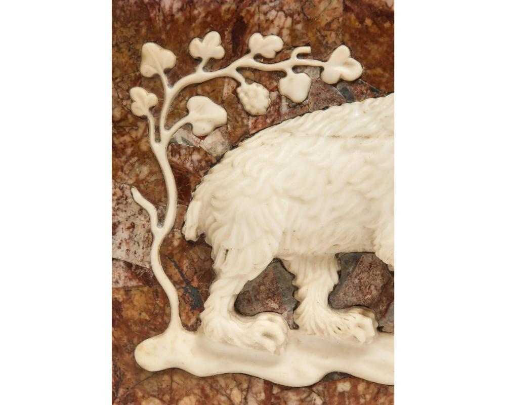 Rare Italian Grand Tour Marble Frieze Panel of a Bear Eating Honey 4