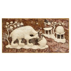 Rare Italian Grand Tour Marble Frieze Panel of a Bear Eating Honey