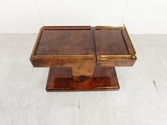 Rare Italian Lacquered Goatskin / Parchment Serving Bar Cart by Aldo Tura, 1960s