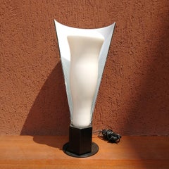 Italian emerald green glass & white table lamp, 1980s