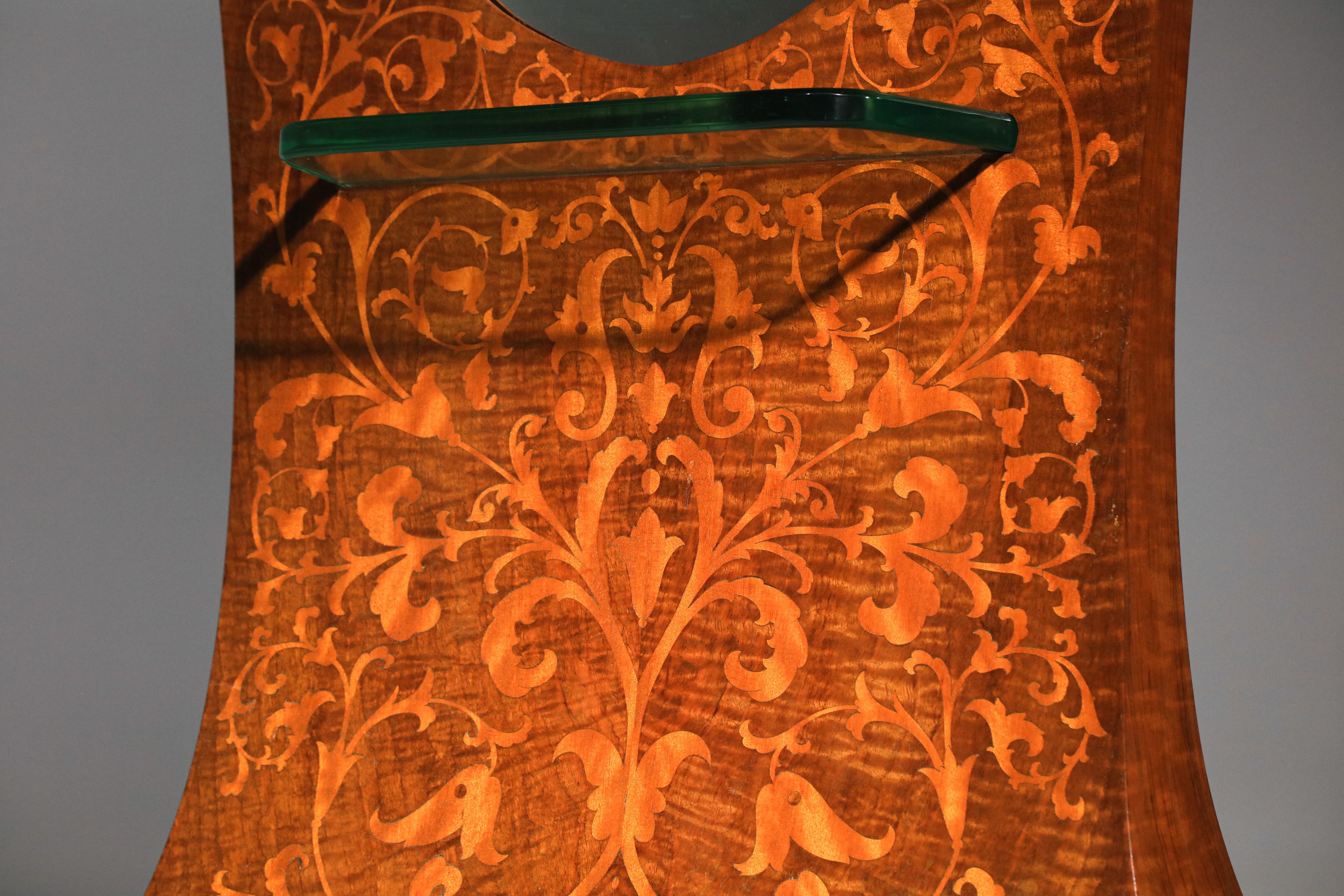 rare Italian large psyche mirror from the 30's marquetry mirror unit For Sale 6