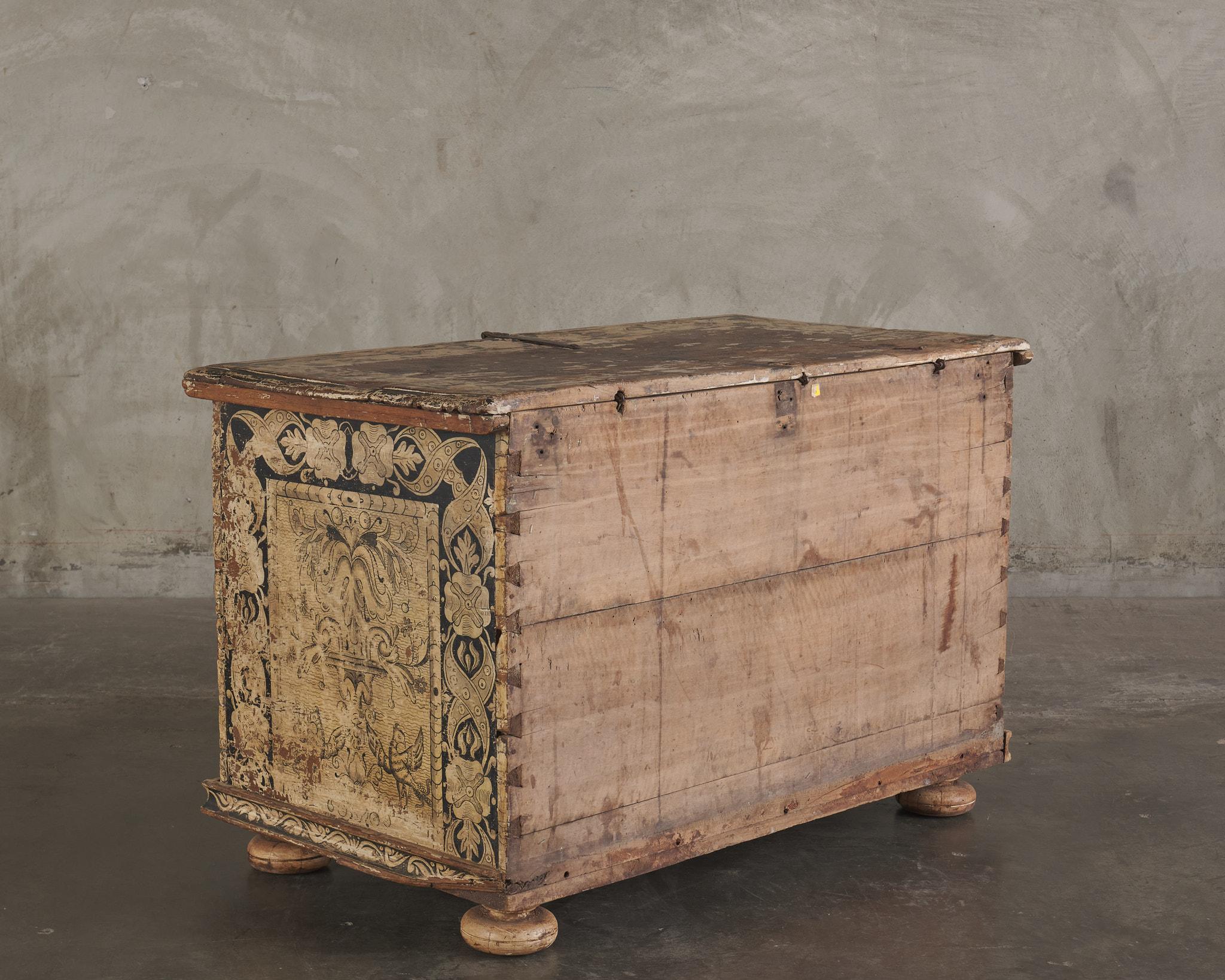 Rare Italian Late Gothic Painted Cassone, 1480-1530 For Sale 11