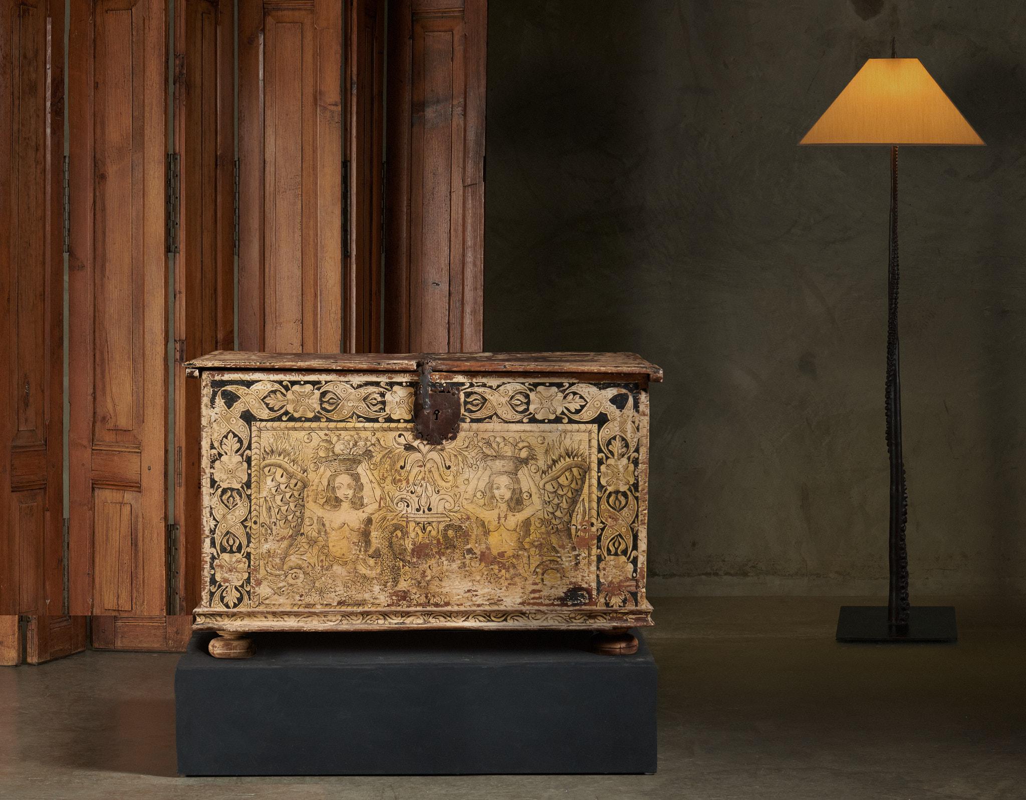 Rare Italian Late Gothic Painted Cassone, 1480-1530 For Sale 14