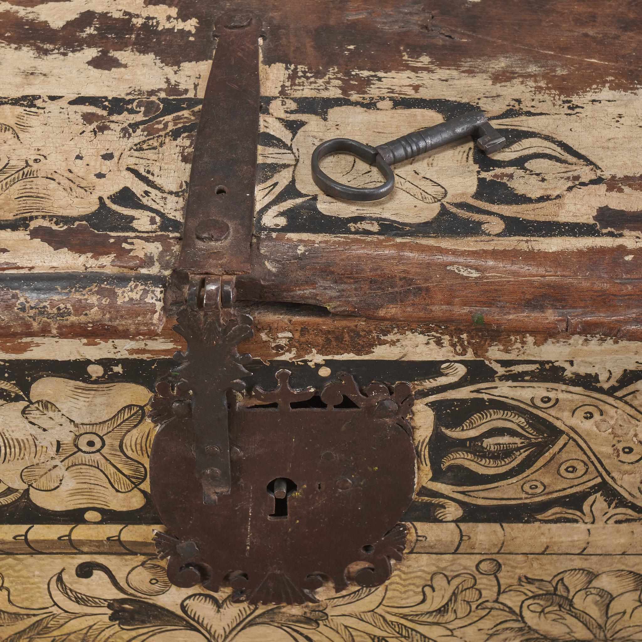 Rare Italian Late Gothic Painted Cassone, 1480-1530 For Sale 1