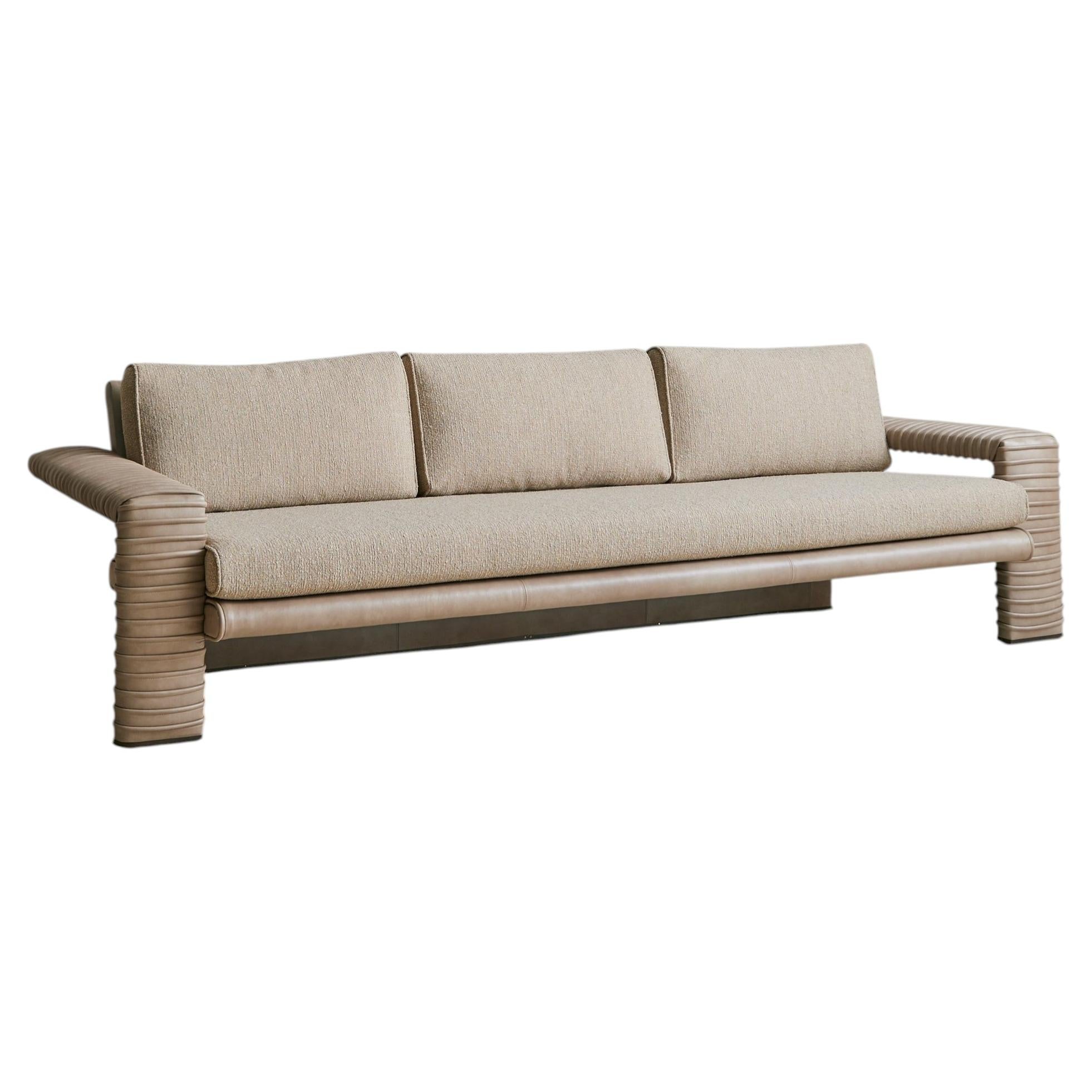 Rare Italian Leather 3-Seat Sofa by Marzio Cecchi, 1970s