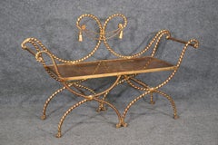 Rare Italian-Made Gilded Wrought Iron Rope Twist and Tassel Style Circa 1950