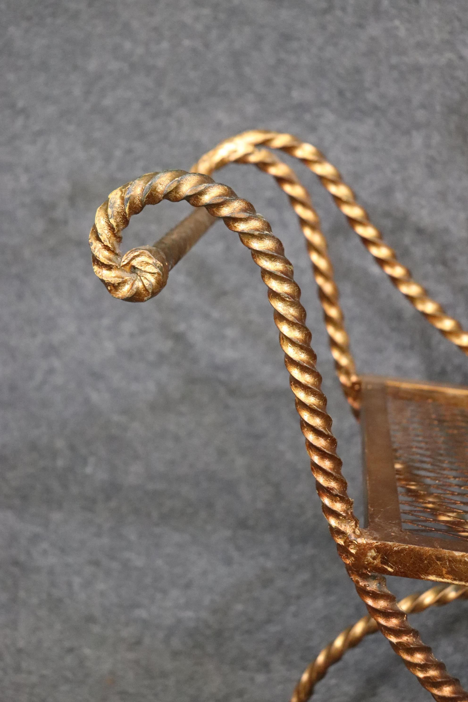 Rare Italian-Made Gilded Wrought Iron Rope Twist and Tassel Style Circa 1950 For Sale 3