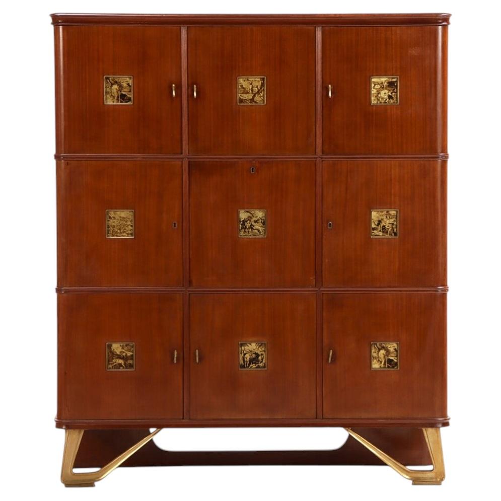Rare Italian Mahogany Collectors Cabinet or Bar, C. 1945