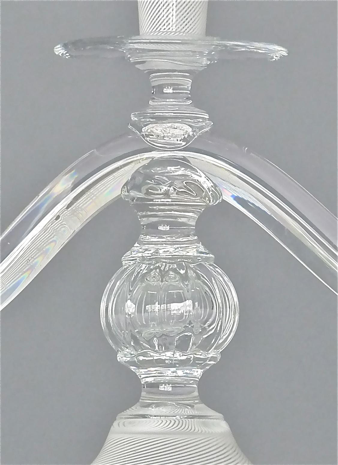 Rare Italian Mezza Filligrana Murano Glass Candle Holder Venini Zecchin 1930s For Sale 9