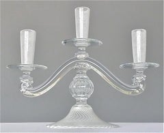 Rare Italian Mezza Filligrana Murano Glass Candle Holder Venini Zecchin 1930s